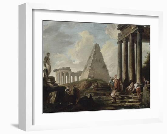 Alexandre le Grand devant le tombeau d'Achille-Hubert Robert-Framed Giclee Print