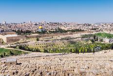 Tombstones on the Mount of Olives with the Old City in background, Jerusalem, Israel, Middle East-Alexandre Rotenberg-Photographic Print