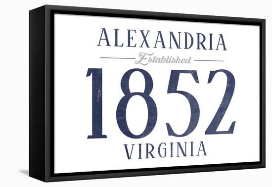 Alexandria, Virginia - Established Date (Blue)-Lantern Press-Framed Stretched Canvas