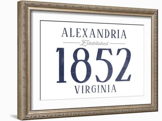 Alexandria, Virginia - Established Date (Blue)-Lantern Press-Framed Art Print