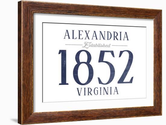 Alexandria, Virginia - Established Date (Blue)-Lantern Press-Framed Art Print