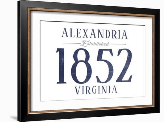 Alexandria, Virginia - Established Date (Blue)-Lantern Press-Framed Art Print