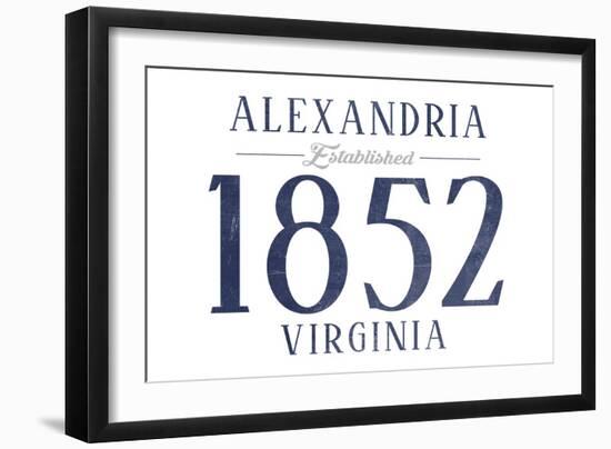 Alexandria, Virginia - Established Date (Blue)-Lantern Press-Framed Art Print