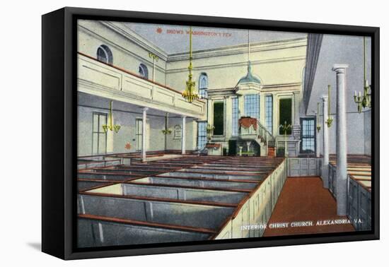 Alexandria, Virginia, Interior View of Christ Church, George Washington's Church-Lantern Press-Framed Stretched Canvas