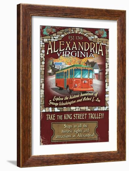 Alexandria, Virginia - Trolley Vintage Sign-Lantern Press-Framed Art Print