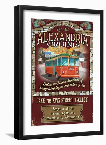 Alexandria, Virginia - Trolley Vintage Sign-Lantern Press-Framed Art Print