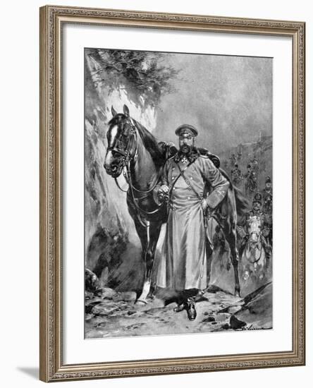 Alexei Nikolaievich Kuropatkin with His Horse, Russo-Japanese War, 1904-5-null-Framed Giclee Print