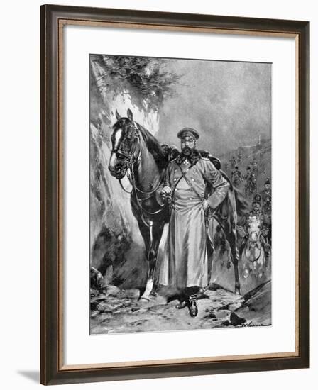 Alexei Nikolaievich Kuropatkin with His Horse, Russo-Japanese War, 1904-5-null-Framed Giclee Print