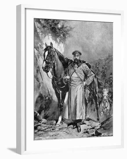 Alexei Nikolaievich Kuropatkin with His Horse, Russo-Japanese War, 1904-5-null-Framed Giclee Print