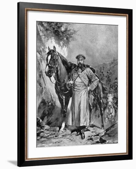 Alexei Nikolaievich Kuropatkin with His Horse, Russo-Japanese War, 1904-5-null-Framed Giclee Print