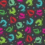 Seamless Pattern with Monsters Illustration-Alexey Mishin-Art Print