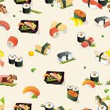 Beautiful Classic Japanese Seamless Pattern, Vector Illustration Sushi Texture-Alexey Vl B-Mounted Art Print