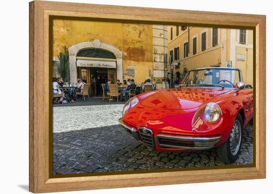 Alfa Romeo Duetto spider parked in a cobblestone street of Rome, Lazio, Italy-Stefano Politi Markovina-Framed Premier Image Canvas