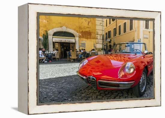 Alfa Romeo Duetto spider parked in a cobblestone street of Rome, Lazio, Italy-Stefano Politi Markovina-Framed Premier Image Canvas