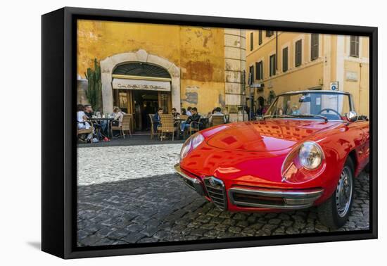 Alfa Romeo Duetto spider parked in a cobblestone street of Rome, Lazio, Italy-Stefano Politi Markovina-Framed Premier Image Canvas