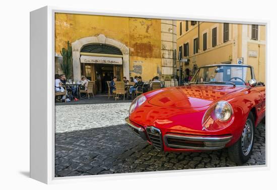 Alfa Romeo Duetto spider parked in a cobblestone street of Rome, Lazio, Italy-Stefano Politi Markovina-Framed Premier Image Canvas