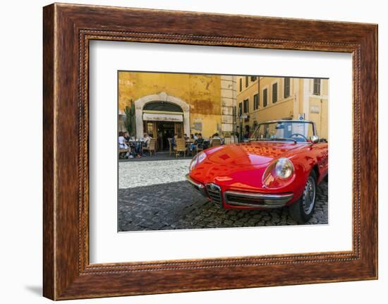 Alfa Romeo Duetto spider parked in a cobblestone street of Rome, Lazio, Italy-Stefano Politi Markovina-Framed Photographic Print