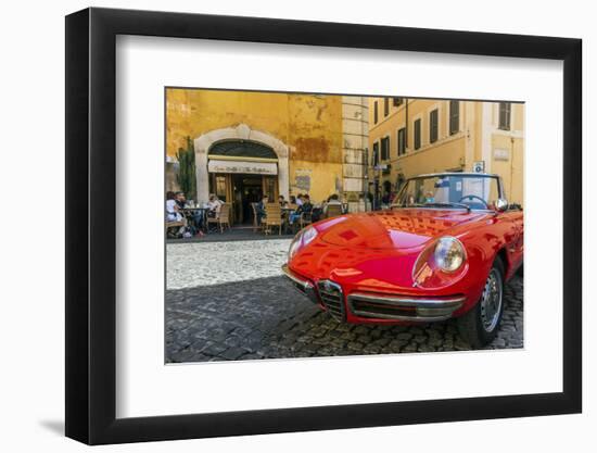 Alfa Romeo Duetto spider parked in a cobblestone street of Rome, Lazio, Italy-Stefano Politi Markovina-Framed Photographic Print