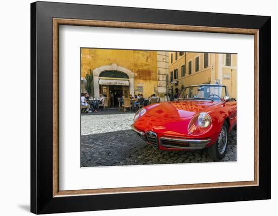 Alfa Romeo Duetto spider parked in a cobblestone street of Rome, Lazio, Italy-Stefano Politi Markovina-Framed Photographic Print