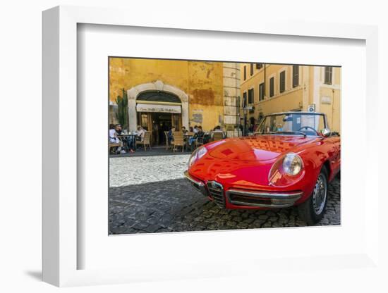 Alfa Romeo Duetto spider parked in a cobblestone street of Rome, Lazio, Italy-Stefano Politi Markovina-Framed Photographic Print