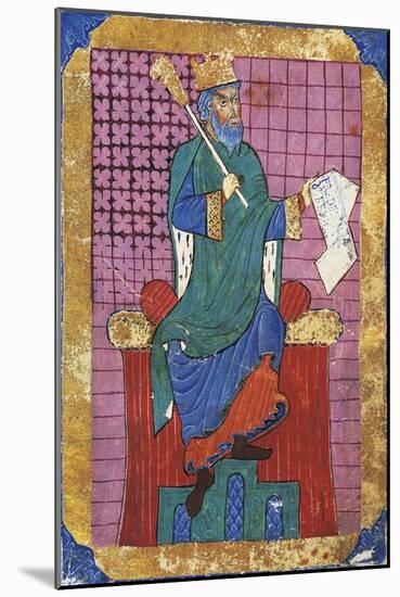 Alfonso I the Catholic, King of Asturias, Miniature from the Index of Royal Privileges-null-Mounted Giclee Print