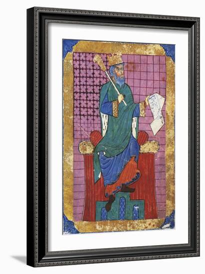 Alfonso I the Catholic, King of Asturias, Miniature from the Index of Royal Privileges-null-Framed Giclee Print