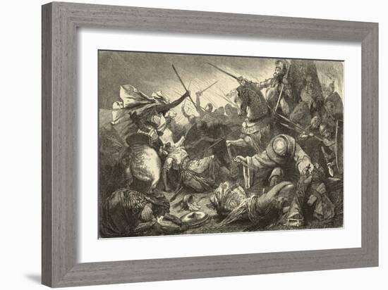 Alfonso of Castile with the Kings of Aragon and Navarre Defeats the Moors at Tolosa-Hermann Vogel-Framed Art Print