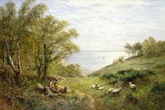 A Wooded River Landscape with a Shepherd and Sheep-Alfred Augustus Glendening-Framed Giclee Print