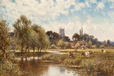 A Wooded River Landscape with a Shepherd and Sheep-Alfred Augustus Glendening-Giclee Print