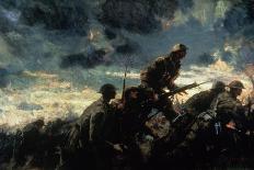 Canadian Gunners in the Mud, Passchendaele, 1917-Alfred Bastien-Mounted Giclee Print