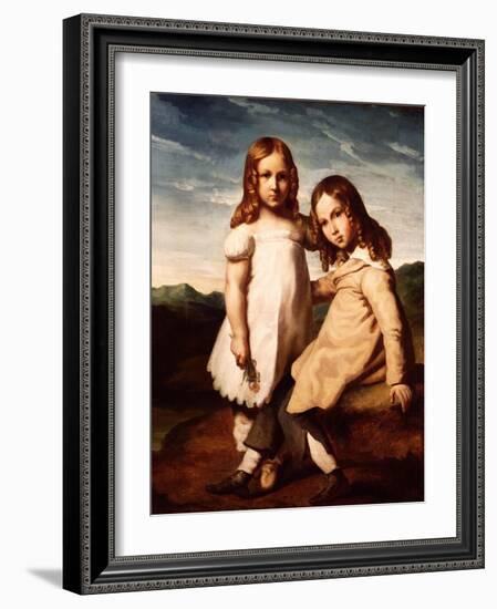 Alfred Dedreux (1810-60) as a Child with His Sister, Elisabeth, 1816-17-Theodore Gericault-Framed Giclee Print