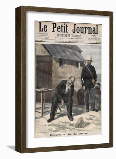 Alfred Dreyfus on Devil's Island, illustration from 'Le Petit Journal', September 1896-French School-Framed Giclee Print