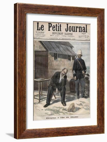 Alfred Dreyfus on Devil's Island, illustration from 'Le Petit Journal', September 1896-French School-Framed Giclee Print