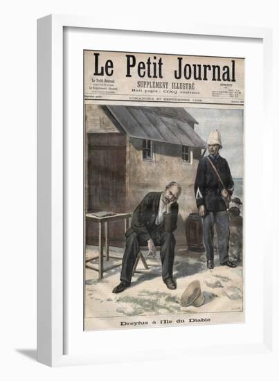 Alfred Dreyfus on Devil's Island, illustration from 'Le Petit Journal', September 1896-French School-Framed Giclee Print