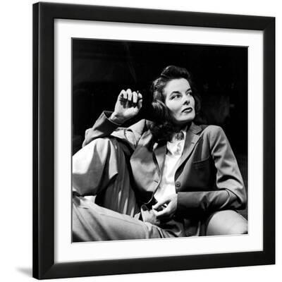 Portrait of Actress Katharine Hepburn with Cigarette in Hand Art on Acrylic  - Alfred Eisenstaedt