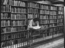 Woman Reading Book Among Shelves on Balcony in American History Room in New York Public Library-Alfred Eisenstaedt-Photographic Print