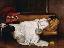 A Girl with a Japanese Fan Asleep on a Sofa-Alfred Emile Léopold Stevens-Giclee Print