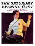 "Female Fencer," Saturday Evening Post Cover, April 1, 1933-Alfred F. Cammarata-Framed Giclee Print