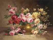 Rich Still Life of Pink and Yellow Roses-Alfred Godchaux-Giclee Print