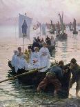 The Arrival of the Procession of St. Anne from Fouesnant to Concarneau, 1887-Alfred Guillou-Framed Premier Image Canvas