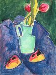 Flowers in a Green Vase on Purple Cloth (Oil on Canvas)-Alfred Henry Maurer-Giclee Print
