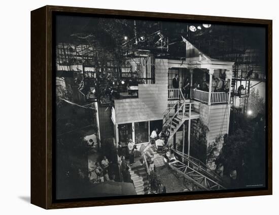 Alfred Hitchcock Directing Joseph Cotten and Teresa Wright in Shadow of a Doubt-Gjon Mili-Framed Premier Image Canvas