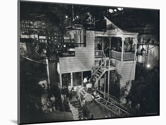 Alfred Hitchcock Directing Joseph Cotten and Teresa Wright in Shadow of a Doubt-Gjon Mili-Mounted Premium Photographic Print