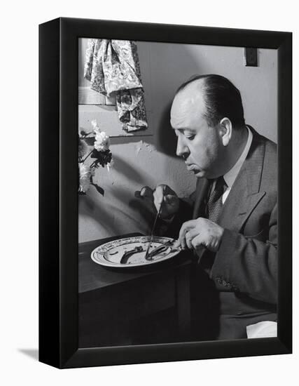 Alfred Hitchcock Eating Lamb Chops-John Florea-Framed Premier Image Canvas