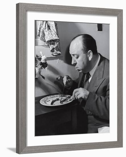 Alfred Hitchcock Eating Lamb Chops-John Florea-Framed Premium Photographic Print