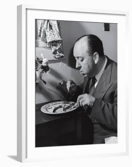 Alfred Hitchcock Eating Lamb Chops-John Florea-Framed Premium Photographic Print