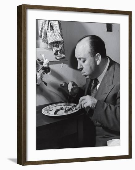 Alfred Hitchcock Eating Lamb Chops-John Florea-Framed Premium Photographic Print