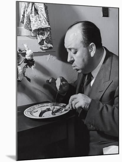 Alfred Hitchcock Eating Lamb Chops-John Florea-Mounted Premium Photographic Print