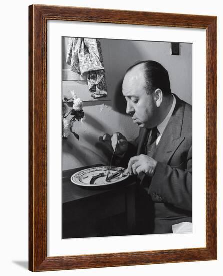 Alfred Hitchcock Eating Lamb Chops-John Florea-Framed Premium Photographic Print