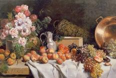 Still Life with Flowers and Fruit on a Table-Alfred Petit-Premier Image Canvas